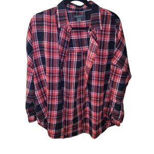 French Connection Long Sleeve Button Up Plaid Shirt Red Black Size Medium